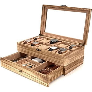 Sfugno 10-Slot Rustic Wooden Watch Organizer