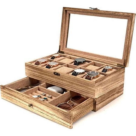 Sfugno 10-Slot Rustic Wooden Watch Organizer