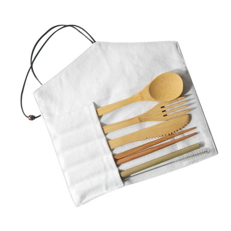 

Xinqinghao Portable Bamboo Cutlery Travel Eco-friendly Fork Spoon Set White