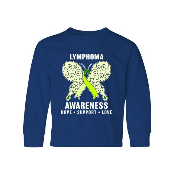 Inktastic Lymphoma Awareness Hope Support and Love Long Sleeve Youth T-Shirt
