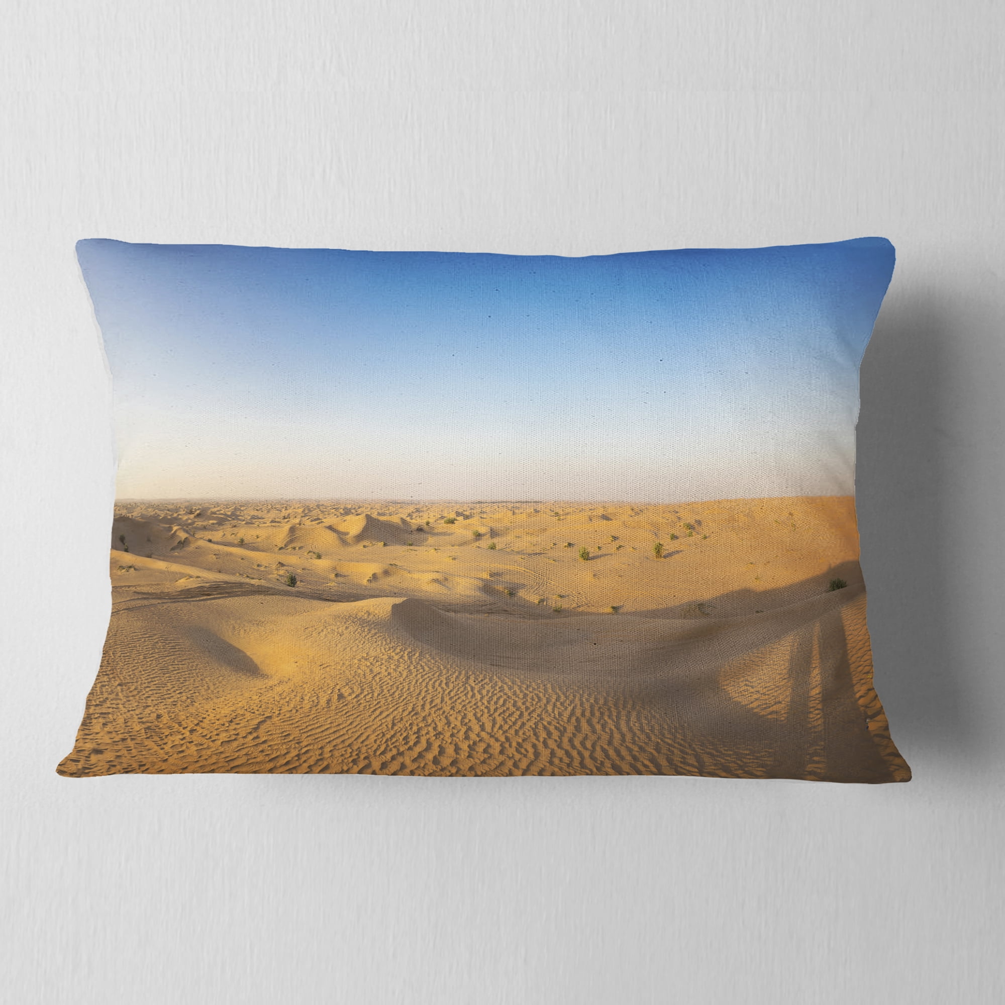 Designart Sand Dunes Desert in Dubai - Landscape Printed Throw Pillow - 12x20