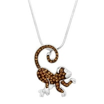 Monkey Pendant Necklace Rhinestone Crystal Rhodium Plated 17 Inch Snake Chain J0694