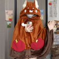 thumbnail image 4 of Women Cute Animal Hooded Throw Poncho Blanket, Soft Fuzzy Plush Button‑Front Wearable Cape Shawl with Apple Pockets Fall Winter Outfits for Women(Brown,One Size), 4 of 7