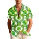 thumbnail image 2 of Blusa y camisa hawaiana de manga corta con cuello vuelto para hombre, camisa unisex de verano para playa, informal, de manga corta, con botones, ropa estampada para el Día de San Patricio, blusa para, 2 of 8