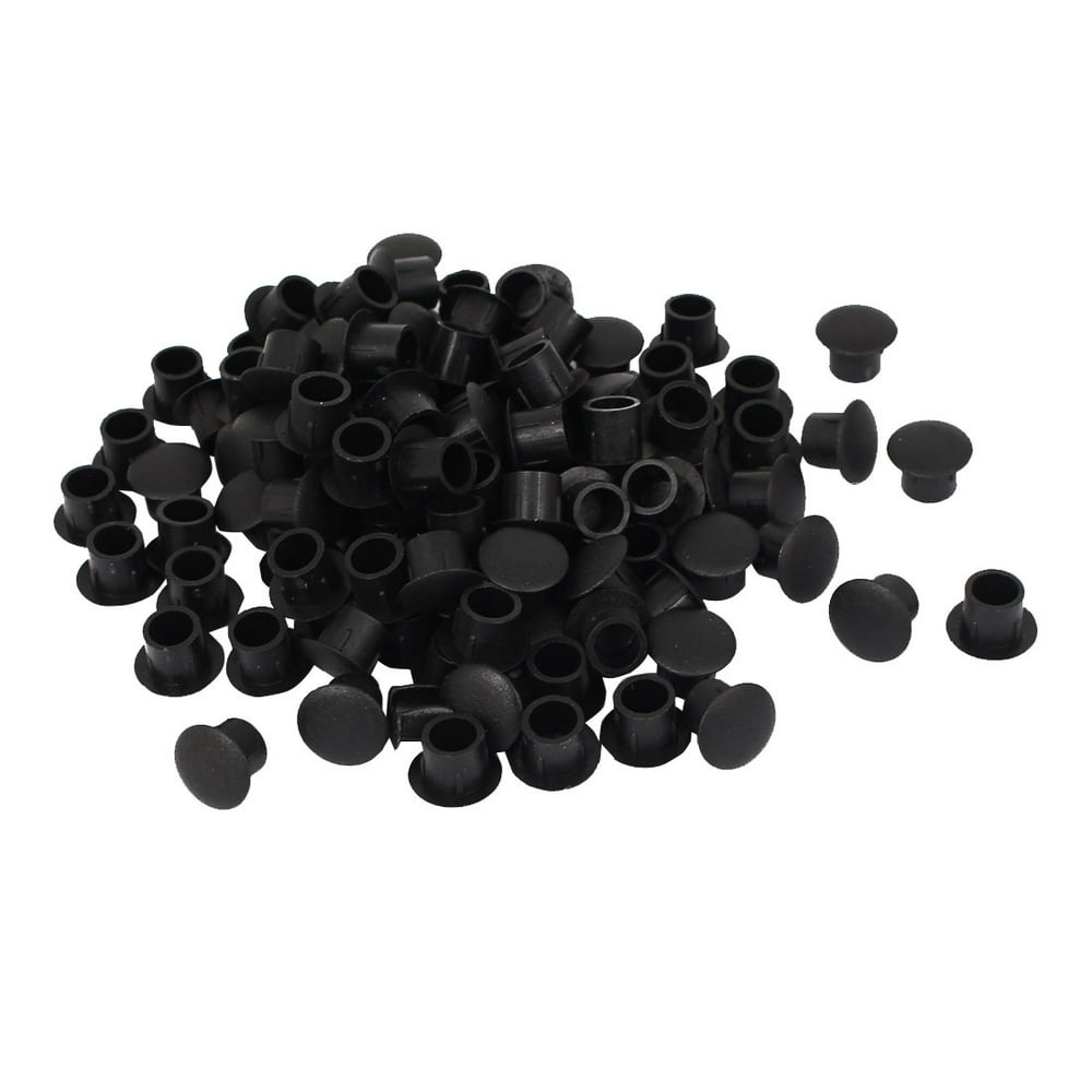 8mm Diameter Hole Black Plastic Push in Furniture Screw Cap Covers 100