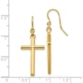 thumbnail image 4 of 14K Yellow Gold Cross Shepherd Hook Dangle Earrings (36 X 14) Made In Indonesia h1087, 4 of 5