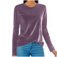 thumbnail image 1 of WRKEKC Hauts à Manches Longues pour Femmes Couleur Unie Velours Col Rond Haut pour Femmes Décontracté Usage Quotidien Chemise, 1 of 6