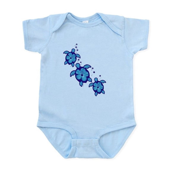 CafePress - Blue Hibiscus Honu Turtles Body Suit - Baby Light Bodysuit, Size Newborn - 24 Months