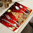 thumbnail image 5 of Aooww 4PCS Merry Christmas Placemats Seasonal Winter Place Mats Rustic Plastic Christmas Table Mats for Kitchen Dining Indoor Home Party Decoration, F-4PCS, 5 of 8