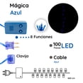 thumbnail image 2 of Serie Navideña Decorativa Luz Led Azul 100 Focos 8 Funciones Importadora La Merced  Cable Azul 7 m, 2 of 6