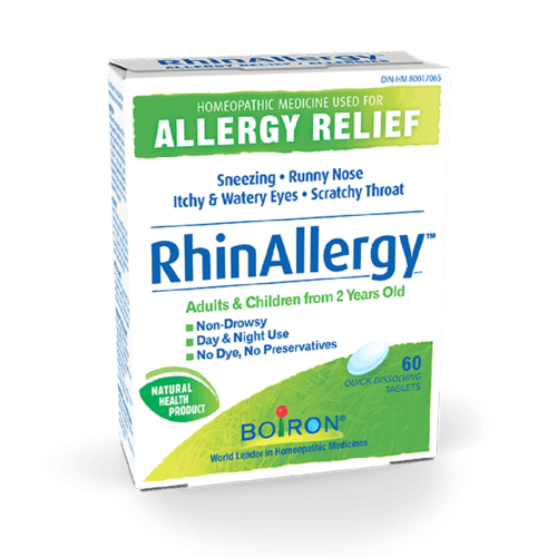 Boiron Rhinallergie pour le Soulagement des Symptômes Allergiques des Éternuements, Nez Qui Coule et Démangeaisons des Yeux Ou de la Gorge- 60 Comprimés