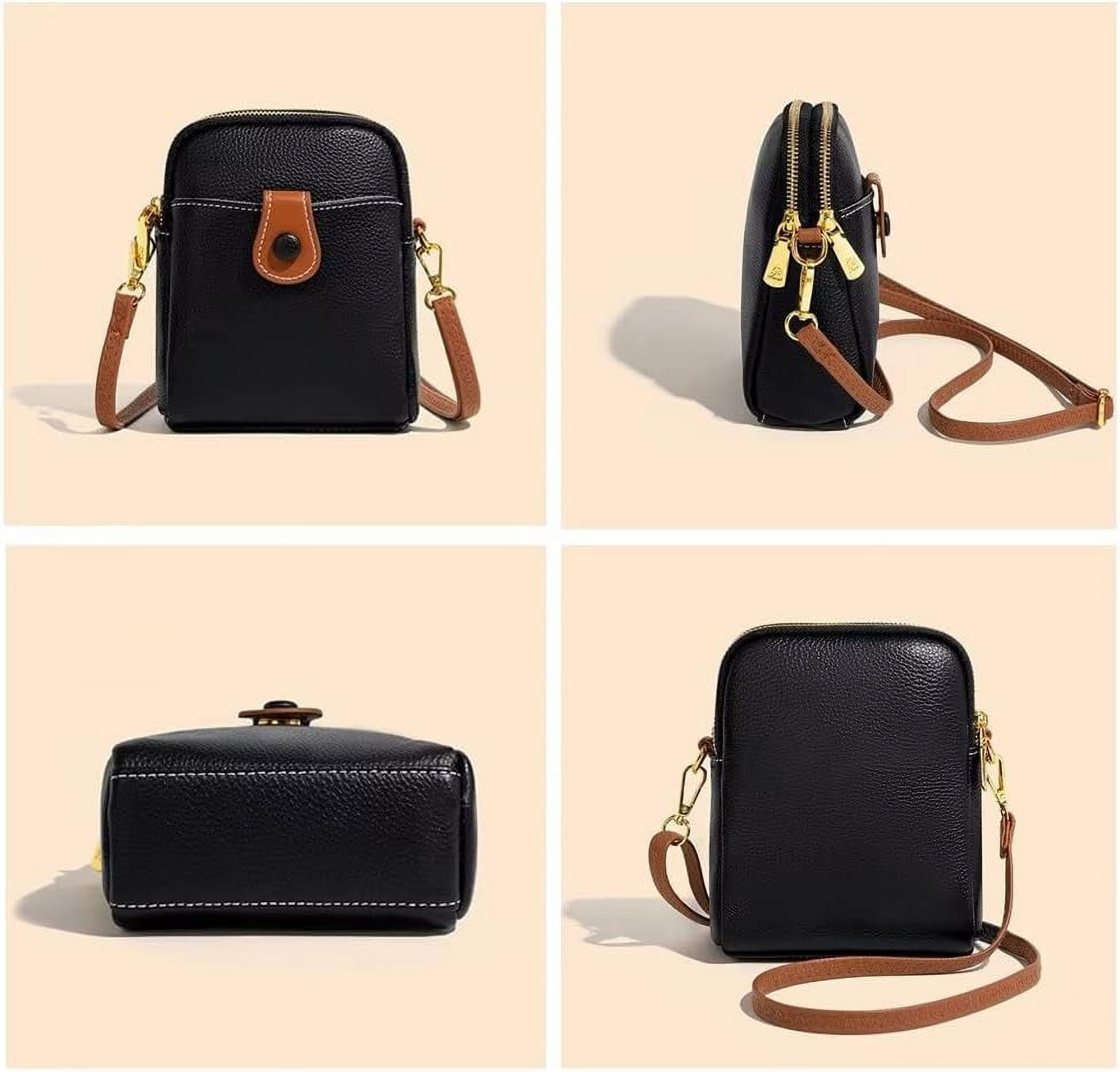 Small Crossbody Bag for Women Genuine Leather Cell Phone Purse Lightweight Shoulder Bag Vintage Daily Wallet Bag