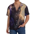 thumbnail image 3 of Fotbe Purple Flower Lazy Cat print Short Sleeve Button Down Shirts for Men Casual Summer Beach Wrinkle Free Shirt-Large, 3 of 7