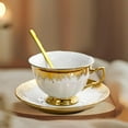 thumbnail image 1 of Taza de café de cerámica con platillo y cuchara, taza de café expreso, taza de Latte Vintage de 7 para fiesta, café , bebidas, restaurante Blanco perfecl taza de café platillo, 1 of 8