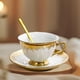 thumbnail image 1 of Taza de café de cerámica con platillo y cuchara, taza de café expreso, taza de Latte Vintage de 7 para fiesta, café , bebidas, restaurante Blanco perfecl taza de café platillo, 1 of 8