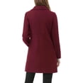 thumbnail image 3 of Unique Bargains Women's Notched Lapel Double Breasted Mid Length Overcoat, 3 of 7