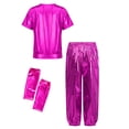 thumbnail image 2 of TTAO Kids Girls Boys Street Jazz Hip Hop Ballet Dance Outfits Shiny Short Sleeve Tops with Harem Pants Gloves Set Hot Pink 2-3, 2 of 3