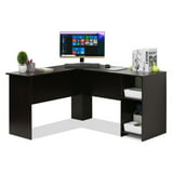 Furinno Indo L-Shaped Desk with Bookshelves, Espresso - Walmart.com