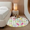 thumbnail image 2 of Happy Easter Round Area Rug 3.3Ft Washable Circle Rugs for Dining Room Table, Spring Bunny Eggs Flower Sage Green Plaid Non-Slip Carpet Floor Mats Indoor Outdoor Carpet Runner Aesthetic Home Decor, 2 of 8
