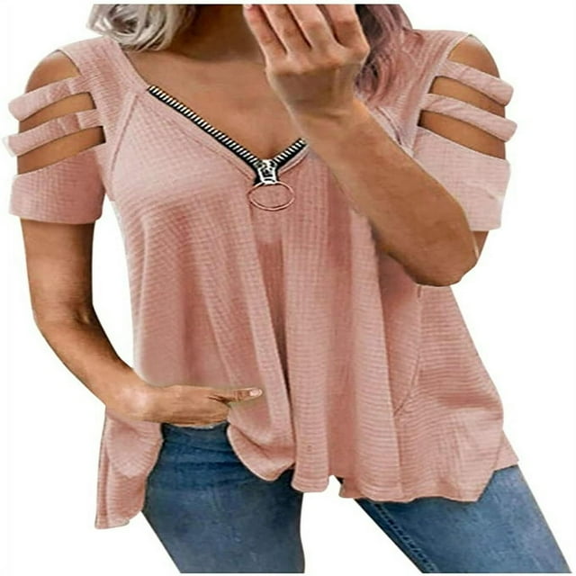 Women T-shirt Leopard Printed Pattern Short Sleeve V-neck Tops