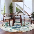 thumbnail image 3 of Round Rugs 5Ft, Teal Crab Coastal Round Area Rug Washable Indoor Throw Carpet, Nautical Summer Beach Starfish Ocean Soft Non Slip Circle Rug for Cabinet Bathroom Home Decor Aesthetic, 3 of 8
