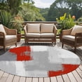 thumbnail image 4 of Red Grey Round Area Rug 7Ft Washable Circle Rugs for Dorm Laundry Room, Abstract Geometric Color Block Oil Painting Non-Slip Carpet Floor Mats Indoor Outdoor Carpet Runner Aesthetic Home Decor, 4 of 8