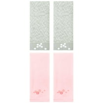 Unique Bargains 4 Pcs Floral Soft Hand Towel Green/Pink 14" x 28"/13" x 29"
