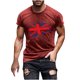 thumbnail image 1 of Mens Casual Manga Corta Botón Abajo Camisetas Estados Unidos Bandera Impresión Cuello Redondo Suéter Camiseta, Poliéster Casual Uso Diario para Hombres, 1 of 5