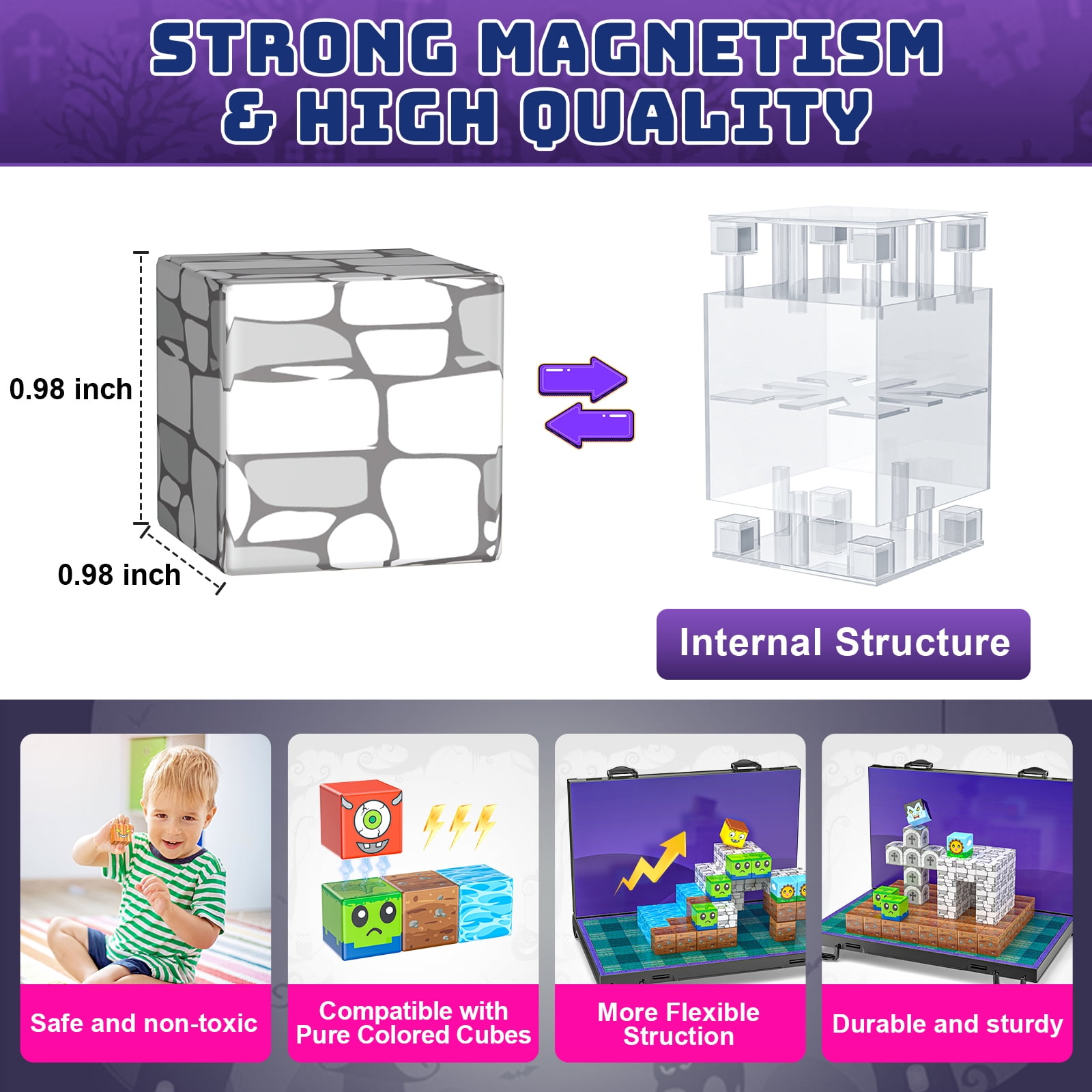 Sbekiev Magnetic Blocks 84PCS Magnetic Building Cube Game, Constructions Toys for Boys & Girls Age 3-4, 5 6 7 8 9 10,Sensory Tiles Building Birthday for Toddlers