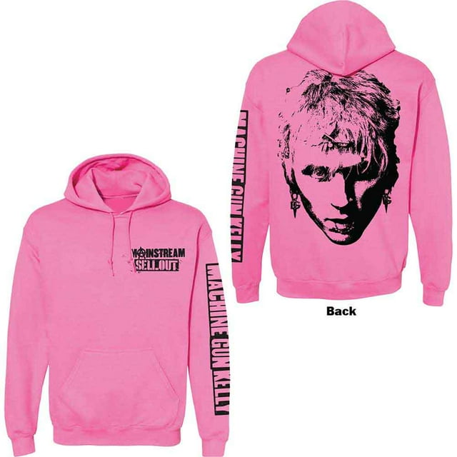 Machine Gun Kelly Unisex Pullover Hoodie Sweatshirt Pink Face (Back Print, Sleeve Print)
