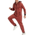 thumbnail image 4 of SWSMCLT Men's Cotton Onesies Pajamas Warm Long Sleeve Fall One Piece Sleepwear Hooded Soft Spring Winter Long Red Large, 4 of 5