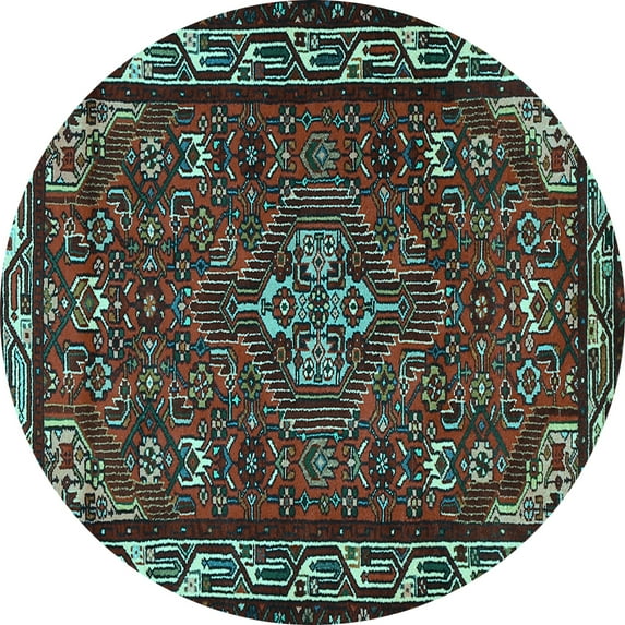 Ahgly Company Indoor Round Persian Light Blue Traditional Area Rugs, 3' Round
