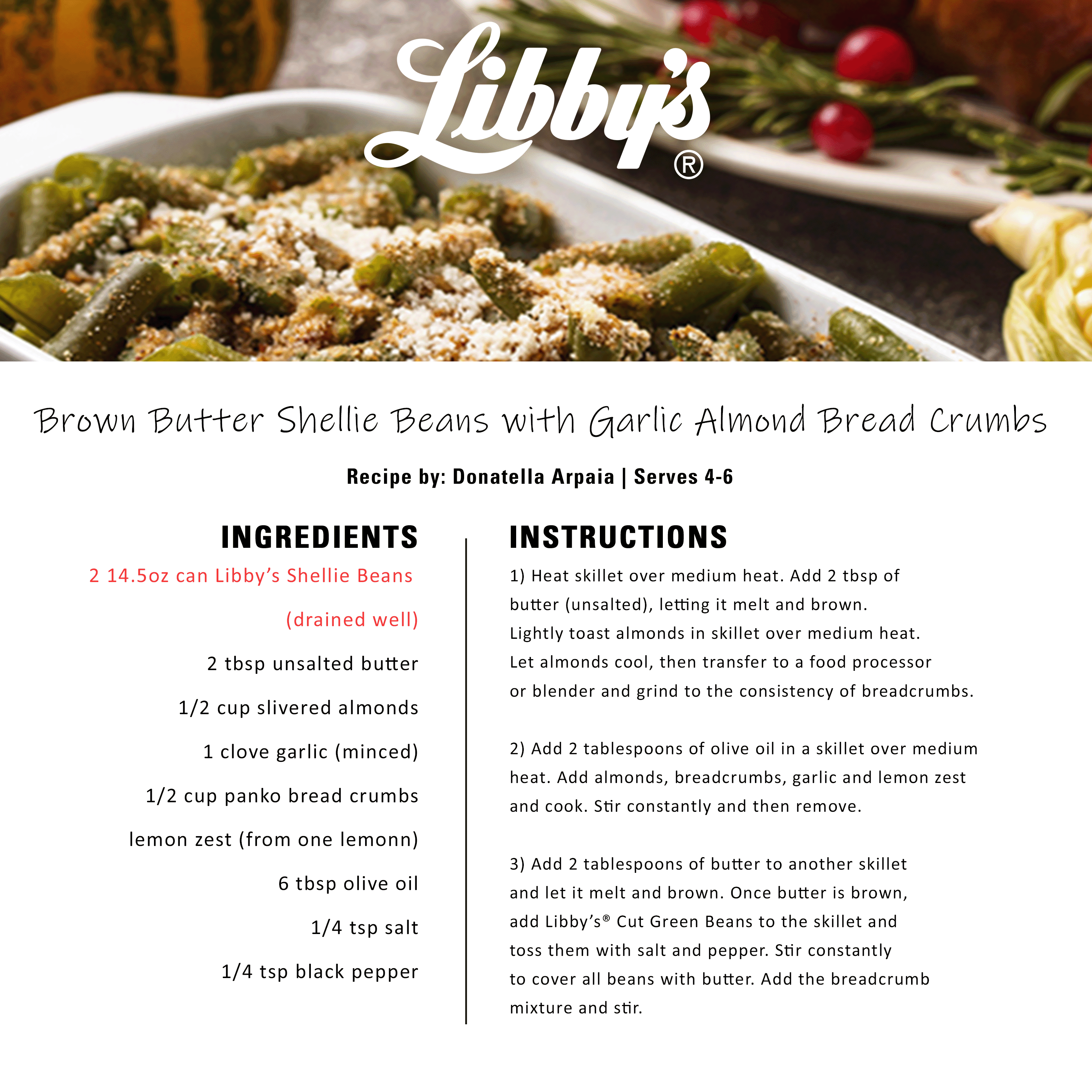 Seneca Foods Libbys Shellie Beans, 14.5 oz