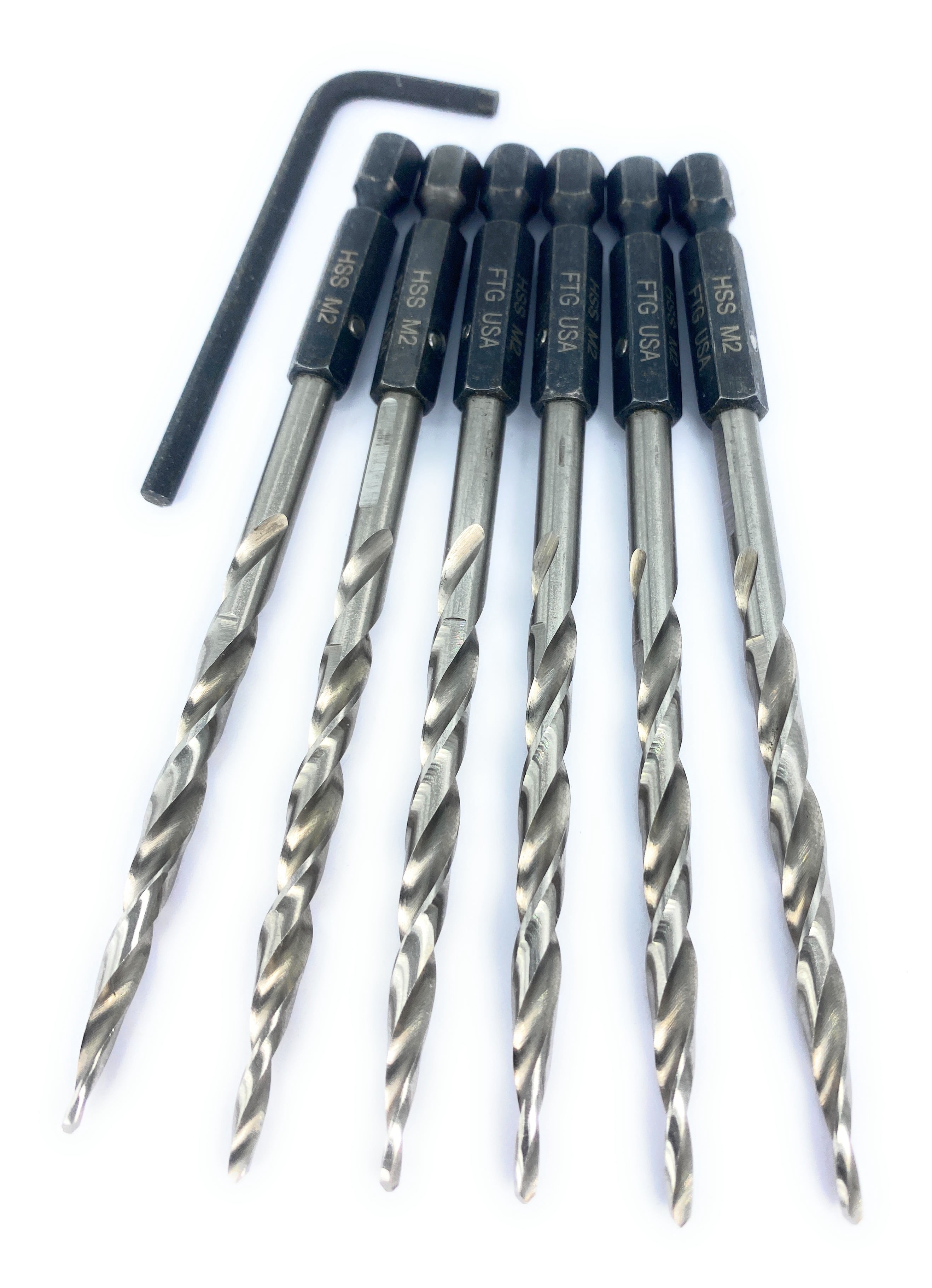 FTG USA Replacement Tapered Countersink Drill Bit Set 6 Pc Bit (#10) 3/16"