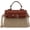 Brown, variant on PIKADINGNIS Retro Straw Woven Handbag Handmade Casual Beach Tote Bag Flap with PU leather