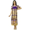thumbnail image 2 of Bimba Womens Floral Rayon Kaftan Long Maxi Caftan Dress Night Wear Coverup, 2 of 8