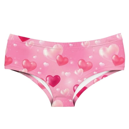 Youmylove Women Valentine s Day Heart Printed Seamless Breathable Low Waist Underwear Briefs Ladies Soft Stretch Panty