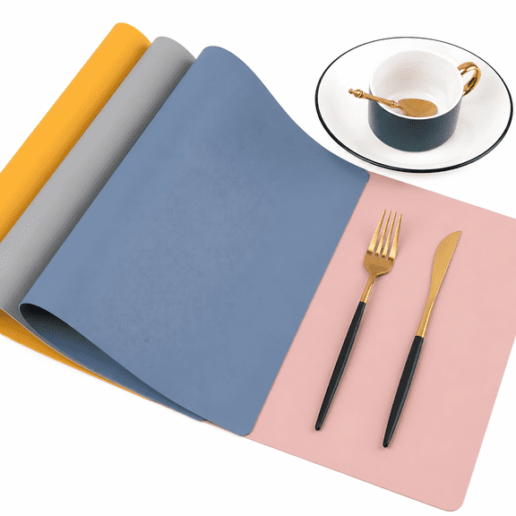 RAIRSKY Placemats Plastic Table Mats 6 Heat Resistant Easy to Clean Wipeable Waterproof Washable Outdoor Placemats for Kitchen Dining Patio Table Decorations