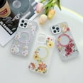 thumbnail image 6 of Magnetic Case for iPhone 13 Pro Max, Translucent TPU Flower Pattern Cases [Compatible with Magsafe] & Wireless Charging Slim Fit Shockproof Phone Case Cover for iPhone 13 Pro Max, Pink, 6 of 11