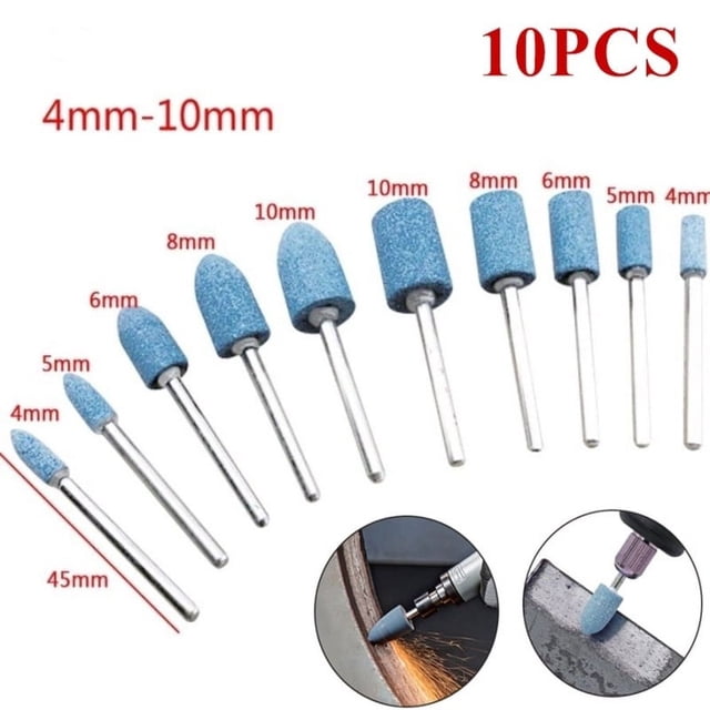 LNGOOR 10PCS Ceramic Stone Polishing Grinding Dremel Rotary Die Grinder Drill Bit Tool
