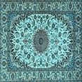thumbnail image 1 of Ahgly Company Indoor Square Medallion Light Blue Traditional Area Rugs, 5' Square, 1 of 4