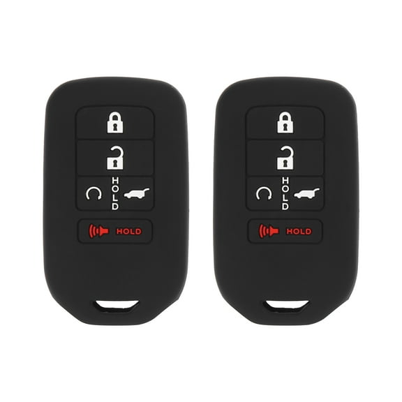 2pcs Car Key Fob Cover 5 Button Protective Case Silicone Black for Honda Accord Civic CR-V Pilot