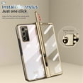 thumbnail image 5 of Allytech for Samsung Galaxy Z Fold 2 5G Case with S Pen Holder, Hard PC + Soft TPU Clear Crystal Transparent Shockproof Plating Cover Case with Tempered Film & Pen for Galaxy Z Fold 2 7.6", Gold, 5 of 6