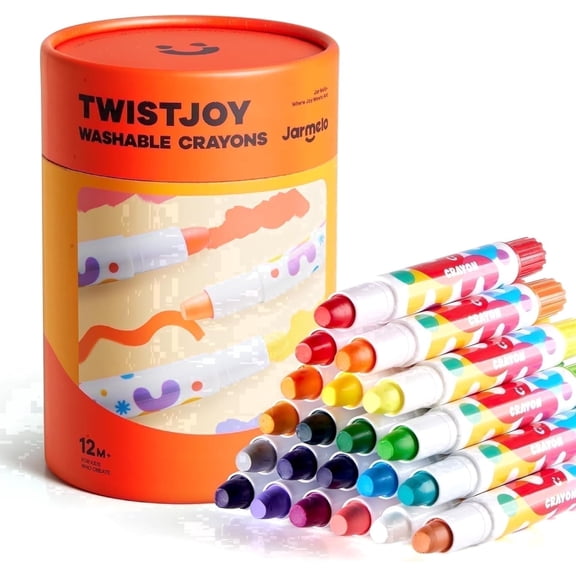 Jar Melo 24 Count Jumbo Crayons for Toddlers, Non Toxic Washable Crayons, Easy to Hold Silky Large Crayons, Safe for Babies and Children Gifts