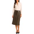 thumbnail image 2 of INSPIRE CHIC Women's Faux Leather Skirt PU High Waist Business Casual Knee Length Skirts XL Brown, 2 of 4