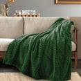 thumbnail image 3 of Mantas de forro polar, mantas acogedoras de franela supersuave para adultos, manta peluda ligera y lavable para sofá cama, oficina, cálidas mantas de felpa para todas las estaciones (50" x 70", verde JAMW Sencillez, 3 of 5