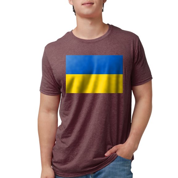CafePress - Flag Of Ukraine T Shirt - Mens Tri-blend T-Shirt