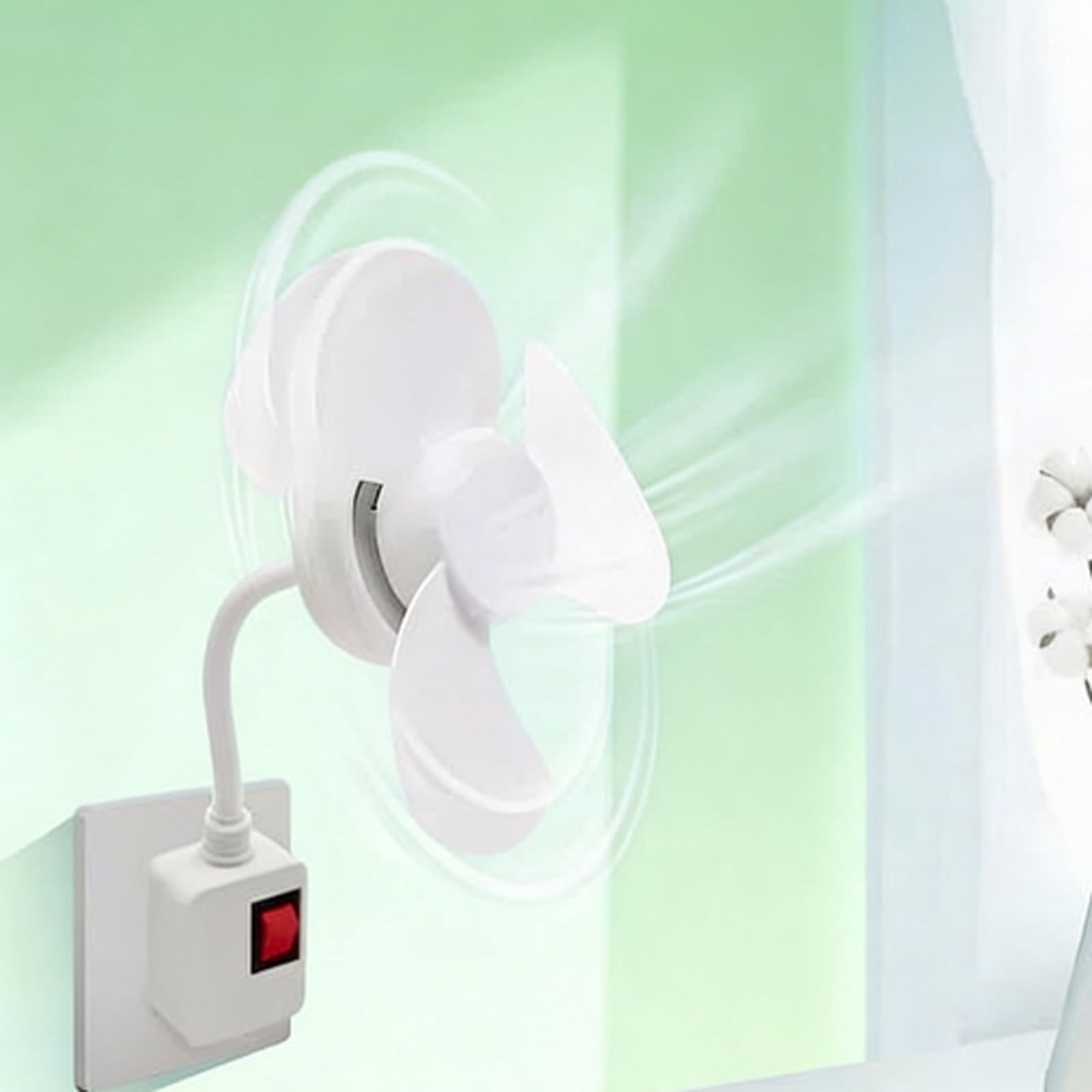 Socket Fan Kit with Plug Adapter, Mini Quiet Electric Fan with, Multifunctional and Adjustable Angle Mini Quiet Electric Fan for Home, Kitchen, Bathroom, Office & Dormitory (2pcs)