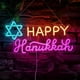 thumbnail image 5 of Letrero de neón Fadraney Happy Hanukkah con luces LED con forma de estrellas de David, 5 of 6