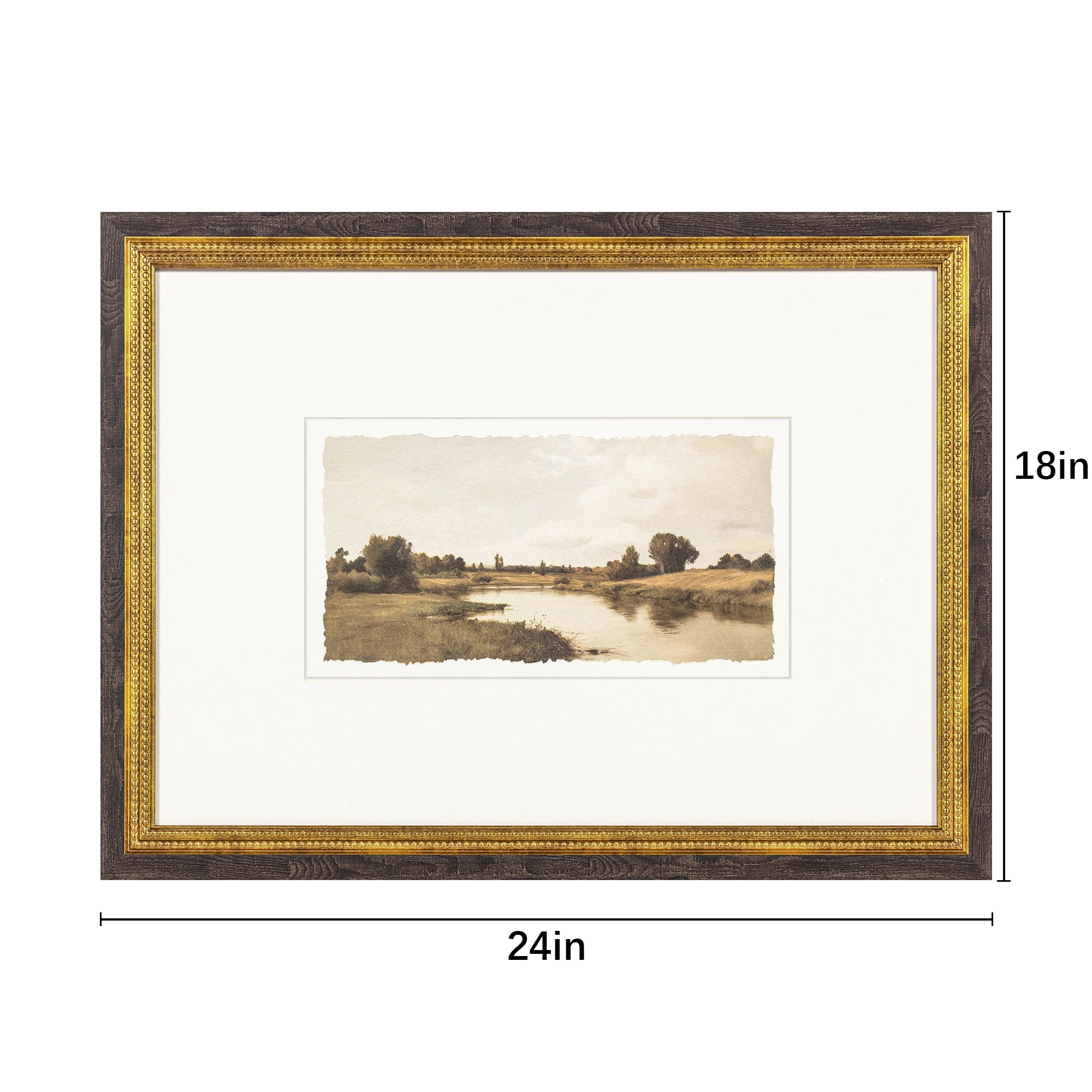 My Texas House Muted River Painting 24x18 Framed Wall Art